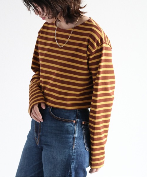 cepo(セポ)の「タンタケ ショートボーダーロンTee(Tシャツ/カットソー・レディース・ダークブラウン/ブラウン/オフホワイト・M)」の11枚目の写真