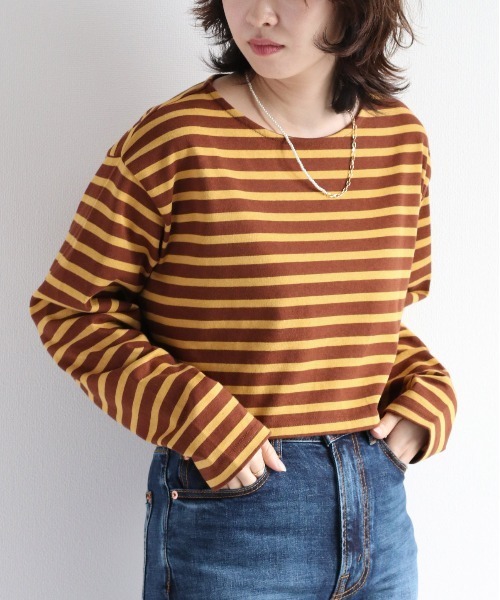 cepo(セポ)の「タンタケ ショートボーダーロンTee(Tシャツ/カットソー・レディース・ダークブラウン/ブラウン/オフホワイト・M)」の13枚目の写真