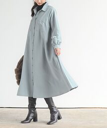 BACKプリーツシャツワンピース