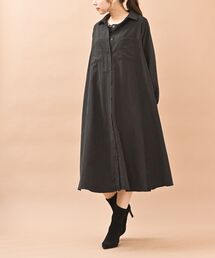 BACKプリーツシャツワンピース