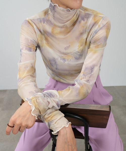 ＡＮＤＪ（アンドジェイ）の「【2022/AW】水彩アート柄ハイネックシアートップス（Tシャツ/カットソー・レディース・ベージュ系その他2/ベージュ系その他・M）」の13枚目の写真