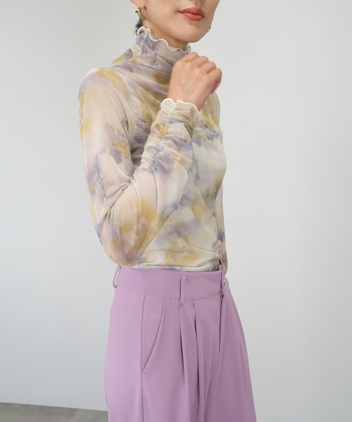 ＡＮＤＪ（アンドジェイ）の「【2022/AW】水彩アート柄ハイネックシアートップス（Tシャツ/カットソー・レディース・ベージュ系その他2/ベージュ系その他・M）」の15枚目の写真