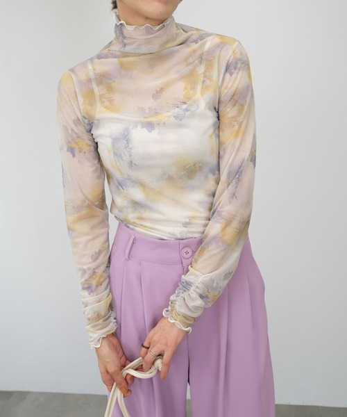 ＡＮＤＪ（アンドジェイ）の「【2022/AW】水彩アート柄ハイネックシアートップス（Tシャツ/カットソー・レディース・ベージュ系その他2/ベージュ系その他・M）」の16枚目の写真