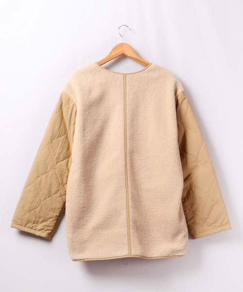 A.N.L（エーエヌエル　レーベル）の「A.N.L ボア切替リバーシブルジャケット（ノーカラージャケット・レディース・ベージュ/グレイッシュベージュ・38）」の4枚目の写真