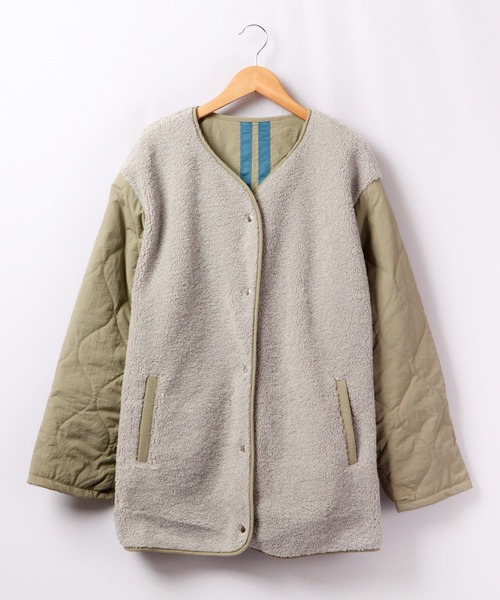 A.N.L（エーエヌエル　レーベル）の「A.N.L ボア切替リバーシブルジャケット（ノーカラージャケット・レディース・ベージュ/グレイッシュベージュ・38）」の6枚目の写真