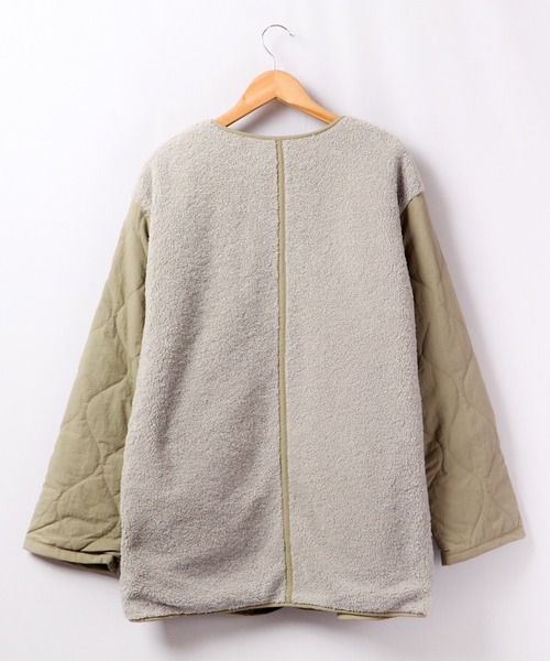 A.N.L（エーエヌエル　レーベル）の「A.N.L ボア切替リバーシブルジャケット（ノーカラージャケット・レディース・ベージュ/グレイッシュベージュ・38）」の7枚目の写真