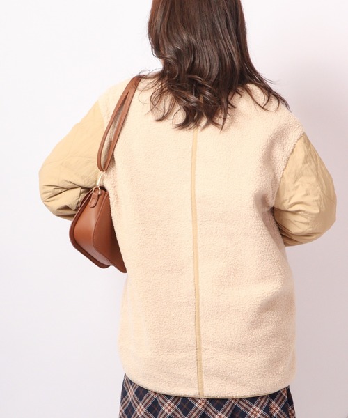 A.N.L（エーエヌエル　レーベル）の「A.N.L ボア切替リバーシブルジャケット（ノーカラージャケット・レディース・ベージュ/グレイッシュベージュ・38）」の10枚目の写真