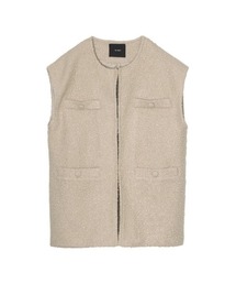 Re:EDIT | [低身長サイズ有]ループツイードブークレボアベスト(ノーカラージャケット)