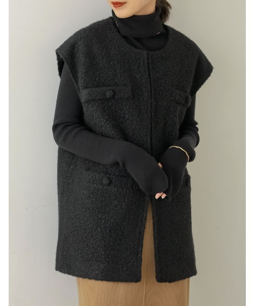 [低身長サイズ有]ループツイードブークレボアベスト