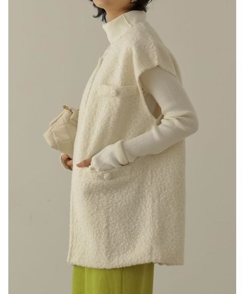 [低身長サイズ有]ループツイードブークレボアベスト