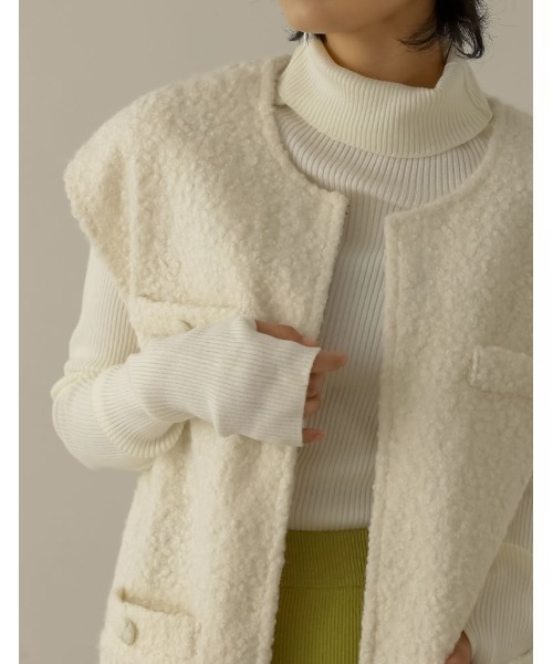 [低身長サイズ有]ループツイードブークレボアベスト