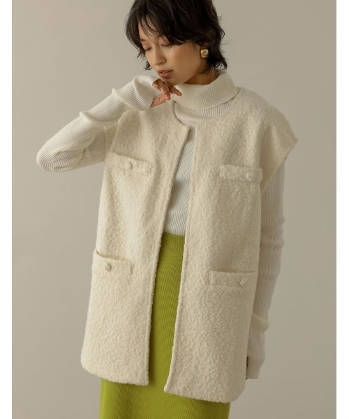 [低身長サイズ有]ループツイードブークレボアベスト