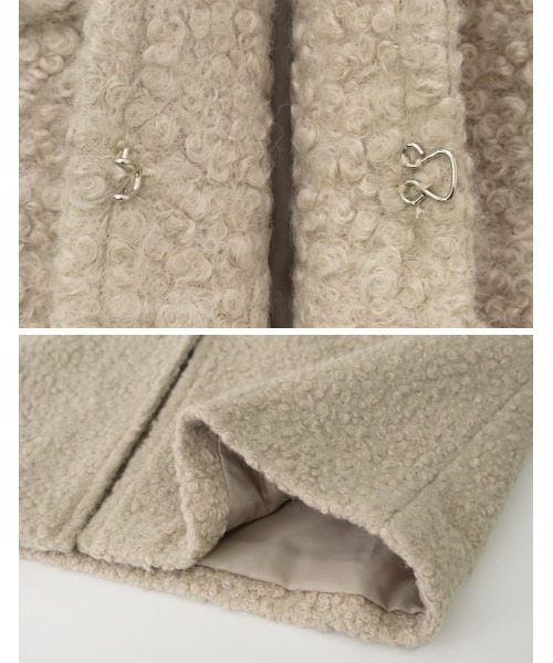 Re:EDIT（リエディ）の「[低身長サイズ有]ループツイードブークレノーカラーボアベスト（ノーカラージャケット・レディース・ベージュ/アイボリー/ブラック・SHORT/MEDIUM/LARGE）」の18枚目の写真