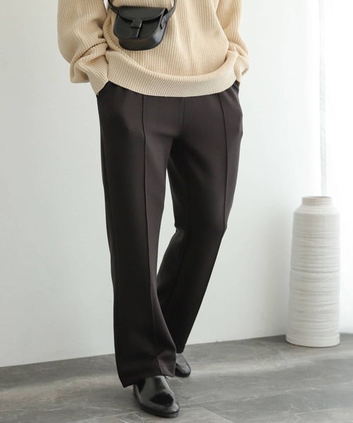 SENSE OF PLACE by URBAN RESEARCH(センスオブプレイスバイアーバンリサーチ)の「スフレスウェットセンタープレスストレートパンツ(スウェットパンツ・メンズ・ブラック/カーキ/ブラウン・MEDIUM/LARGE)」の2枚目の写真