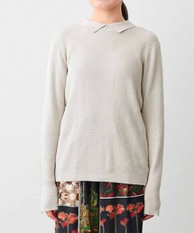 IEDIT | ＩＥＤＩＴ　着こなしに華を添える　コットン混素材のハニカム柄衿付きニットトップス(ニット/セーター)