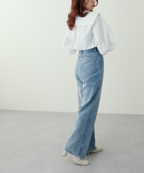 natural couture(ナチュラルクチュール)の「大人ナチュ/ レース衿付き大人のボリューム袖ブラウス(シャツ/ブラウス・レディース・オフホワイト/ブラック・FREE)」の7枚目の写真