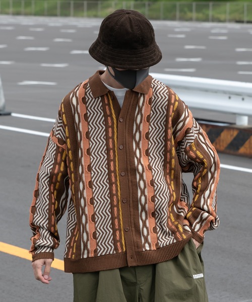 Perushu（ペルーシュ）の「ユーズドライク3dニットシャツカーディガン（ニット/セーター・メンズ・ブラック/ブラウン/グリーン/ブルー・LARGE/MEDIUM）」の21枚目の写真