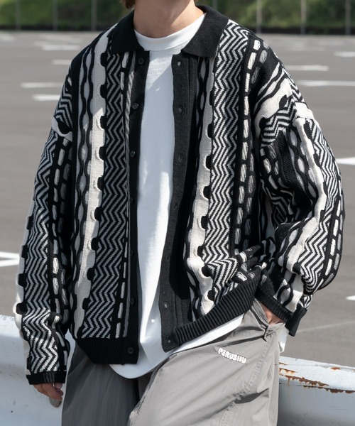 Perushu（ペルーシュ）の「ユーズドライク3dニットシャツカーディガン（ニット/セーター・メンズ・ブラック/ブラウン/グリーン/ブルー・LARGE/MEDIUM）」の10枚目の写真