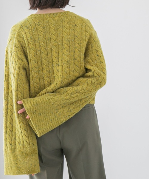 yuw（ユウ）の「ネップケーブルクロップド　172551（ニット/セーター・レディース・チャコールグレー/ブラウン/イエロー・FREE）」の3枚目の写真