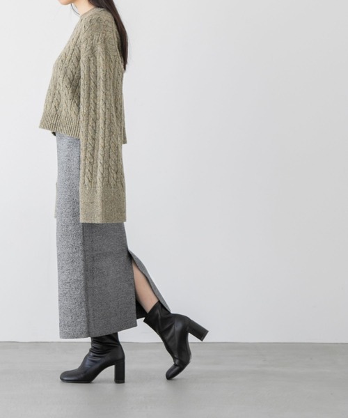 yuw（ユウ）の「ネップケーブルクロップド　172551（ニット/セーター・レディース・チャコールグレー/ブラウン/イエロー・FREE）」の20枚目の写真