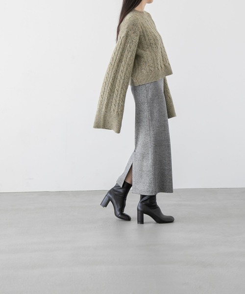 yuw（ユウ）の「ネップケーブルクロップド　172551（ニット/セーター・レディース・チャコールグレー/ブラウン/イエロー・FREE）」の15枚目の写真