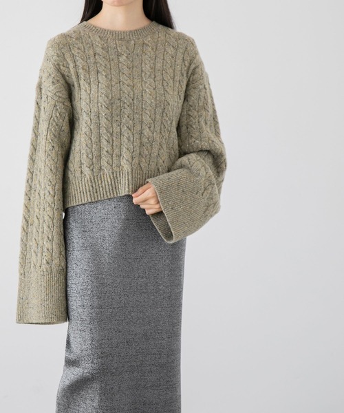 yuw（ユウ）の「ネップケーブルクロップド　172551（ニット/セーター・レディース・チャコールグレー/ブラウン/イエロー・FREE）」の10枚目の写真