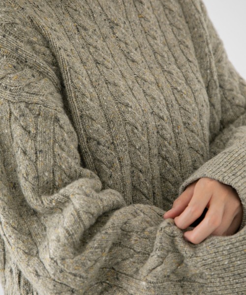 yuw（ユウ）の「ネップケーブルクロップド　172551（ニット/セーター・レディース・チャコールグレー/ブラウン/イエロー・FREE）」の21枚目の写真