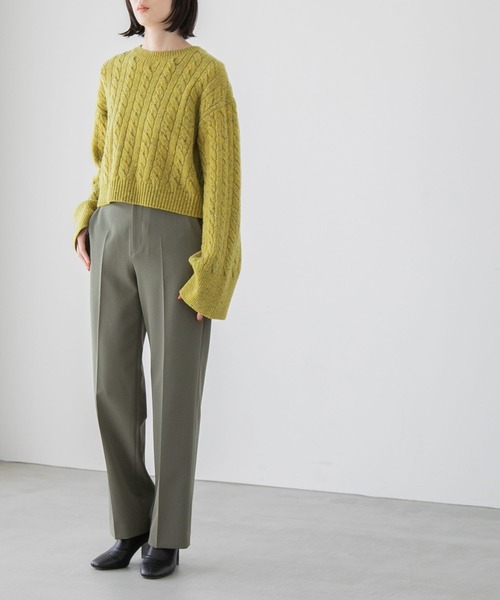 yuw（ユウ）の「ネップケーブルクロップド　172551（ニット/セーター・レディース・チャコールグレー/ブラウン/イエロー・FREE）」の16枚目の写真