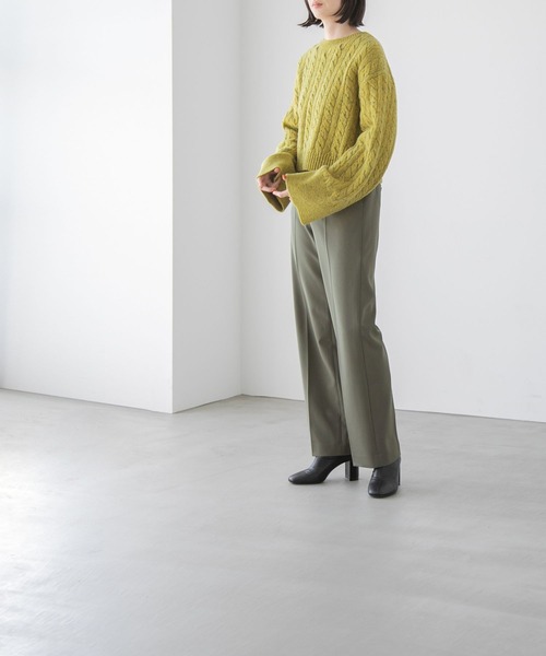 yuw（ユウ）の「ネップケーブルクロップド　172551（ニット/セーター・レディース・チャコールグレー/ブラウン/イエロー・FREE）」の11枚目の写真