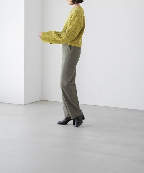 yuw（ユウ）の「ネップケーブルクロップド　172551（ニット/セーター・レディース・チャコールグレー/ブラウン/イエロー・FREE）」の6枚目の写真