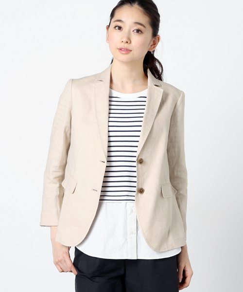 ivory court(アイボリーコート)の「◇リネン 2Bテーラードジャケット(テーラードジャケット・レディース・ホワイト/ベージュ/ネイビー・38/40)」の2枚目の写真