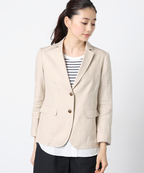 ivory court(アイボリーコート)の「◇リネン 2Bテーラードジャケット(テーラードジャケット・レディース・ホワイト/ベージュ/ネイビー・38/40)」の6枚目の写真
