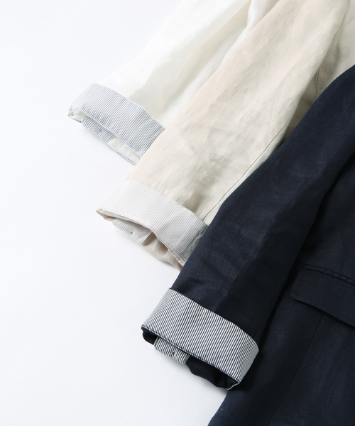 ivory court(アイボリーコート)の「◇リネン 2Bテーラードジャケット(テーラードジャケット・レディース・ホワイト/ベージュ/ネイビー・38/40)」の8枚目の写真