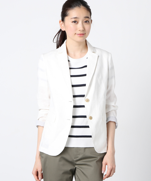 ivory court(アイボリーコート)の「◇リネン 2Bテーラードジャケット(テーラードジャケット・レディース・ホワイト/ベージュ/ネイビー・38/40)」の4枚目の写真