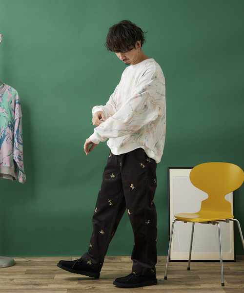 セール】総柄 コーデュロイ イージーパンツ 'BIRD'（その他