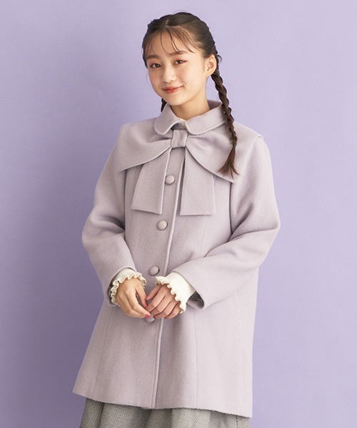 mezzo piano Junior（メゾピアノジュニア）の「リボンケープつきコート（ダッフルコート・キッズ・ベージュ/ネイビー/ラベンダー・S/M/L）」の3枚目の写真