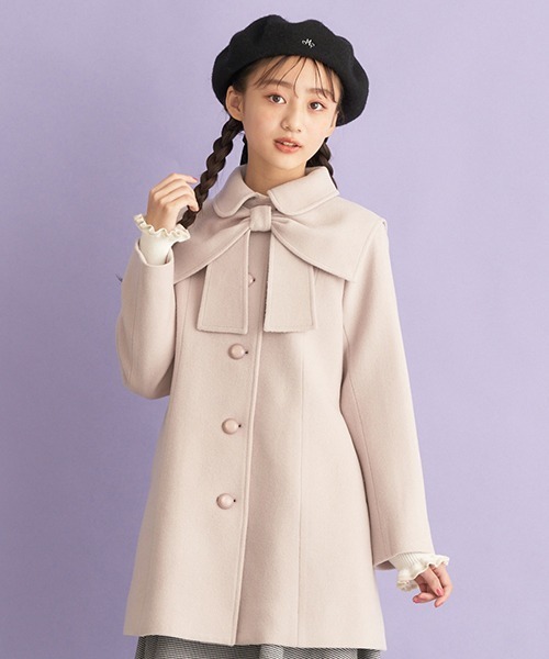 mezzo piano Junior（メゾピアノジュニア）の「リボンケープつきコート（ダッフルコート・キッズ・ベージュ/ネイビー/ラベンダー・S/M/L）」の2枚目の写真