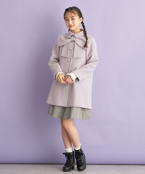 mezzo piano Junior（メゾピアノジュニア）の「リボンケープつきコート（ダッフルコート・キッズ・ベージュ/ネイビー/ラベンダー・S/M/L）」の19枚目の写真