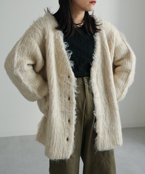 OHGA シャギーコーディガン シャギーニットロングカーディガン[fo1817] | レディース