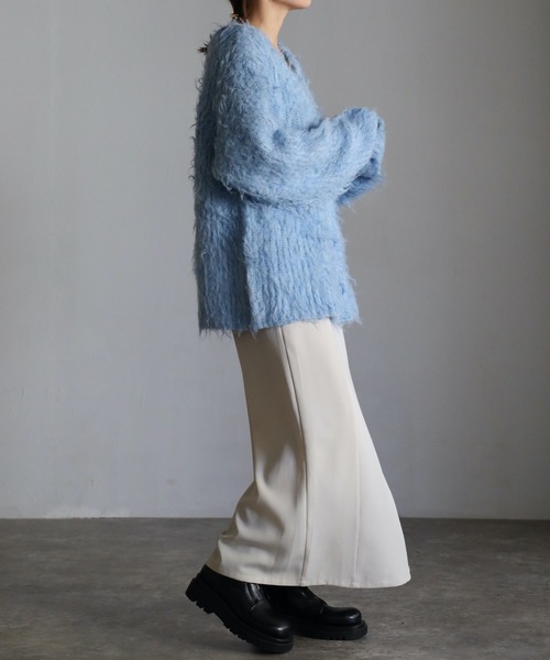 ap retro（アプレトロ）の「シャギーニットオーバーカーディガン（カーディガン/ボレロ・レディース・ブルー/杢グレー/ライトベージュ/イエロー・FREE）」の6枚目の写真