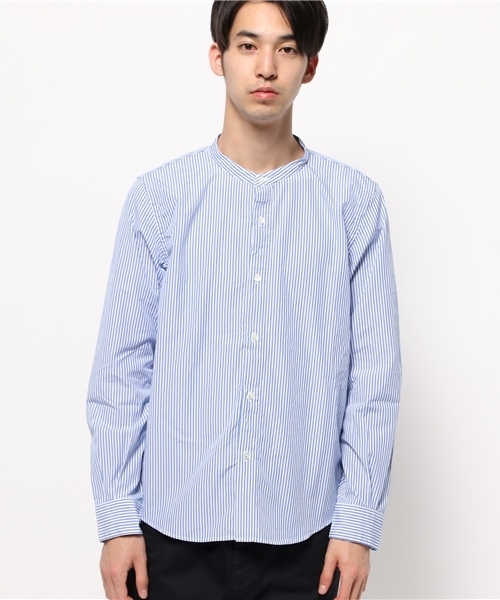 And A（アンドエー）の「ストライプバンドカラーシャツ（シャツ/ブラウス・メンズ・サックスブルー/ネイビー・40/42）」の3枚目の写真