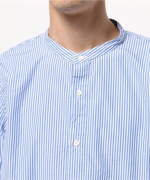 And A（アンドエー）の「ストライプバンドカラーシャツ（シャツ/ブラウス・メンズ・サックスブルー/ネイビー・40/42）」の6枚目の写真