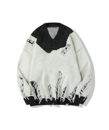 HOOK（フック）の「【HOOK】配色ダメージ加工ニット風スウェット（ニット/セーター）」