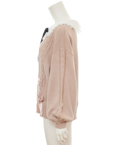 Secret Honey（シークレットハニー）の「襟付ケーブルニットプルオーバー（ニット/セーター・レディース・ブラック/オフホワイト/ワインレッド/ピンク・FREE）」の13枚目の写真