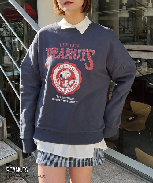 【PEANUTS/ピーナッツ】スヌーピーカレッジビッグスウェット