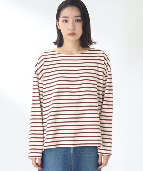 THE SHOP TK （ザ ショップ ティーケー ）の「◆【首回りスッキリキレイ/洗える】ボーダープルオーバー（Tシャツ/カットソー・レディース・レンガ/ネイビー系2/ブラウン系その他4・11/12）」の17枚目の写真