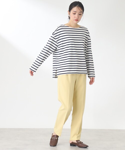 THE SHOP TK （ザ ショップ ティーケー ）の「◆【首回りスッキリキレイ/洗える】ボーダープルオーバー（Tシャツ/カットソー・レディース・レンガ/ネイビー系2/ブラウン系その他4・11/12）」の8枚目の写真