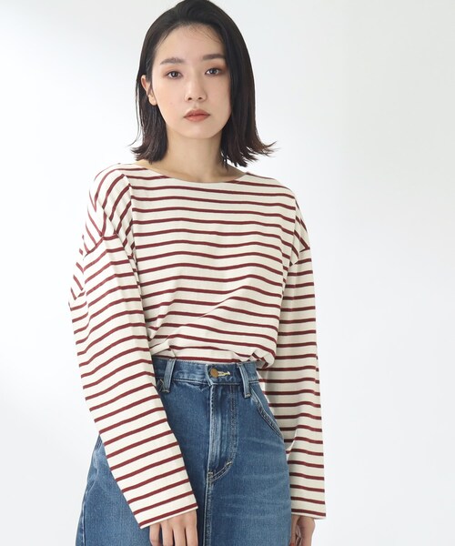 THE SHOP TK （ザ ショップ ティーケー ）の「◆【首回りスッキリキレイ/洗える】ボーダープルオーバー（Tシャツ/カットソー・レディース・レンガ/ネイビー系2/ブラウン系その他4・11/12）」の11枚目の写真