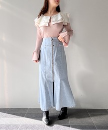 FRONTジップデニムマーメイドスカート