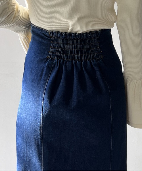 NOMAE(ノーマエ)の「FRONTジップデニムマーメイドスカート(スカート・レディース・ダークブルー/ブルー/ライトブルー・FREE)」の11枚目の写真
